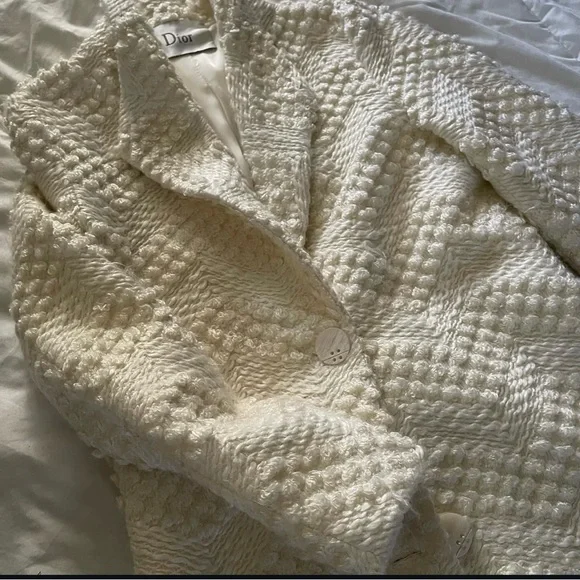 Dior Cream Textured Blazer with Lapel Collar - Picture 3 of 3